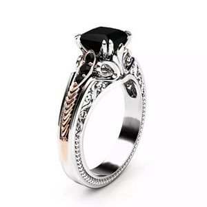 Gorgeous 925 Silver Wedding Rings Black Sapphire